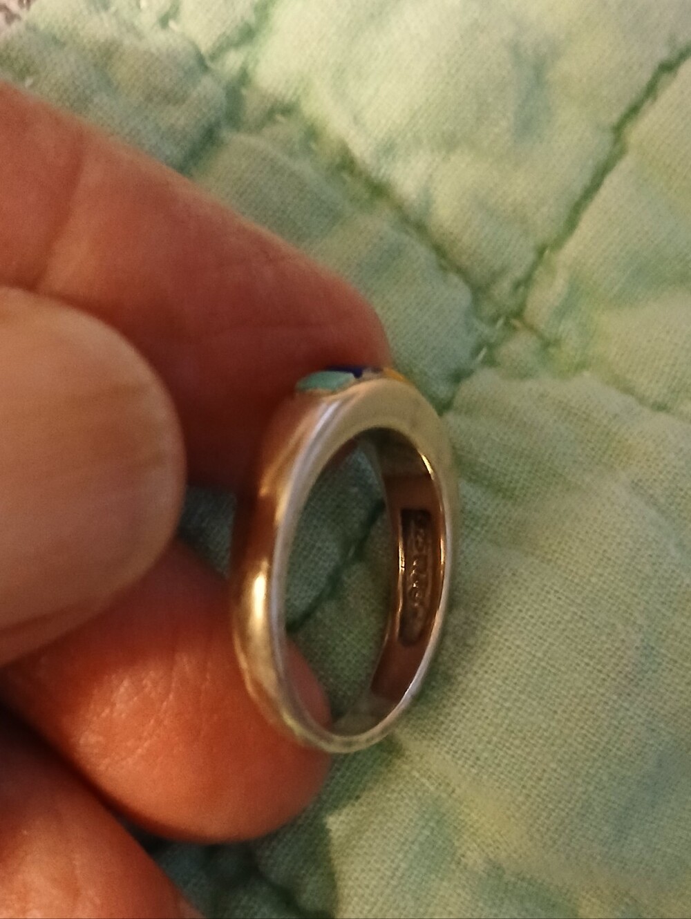 VTG Waldeck Johnson Signed Turquoise Sterling Silver Ring Size 6 - Picture 7 of 9